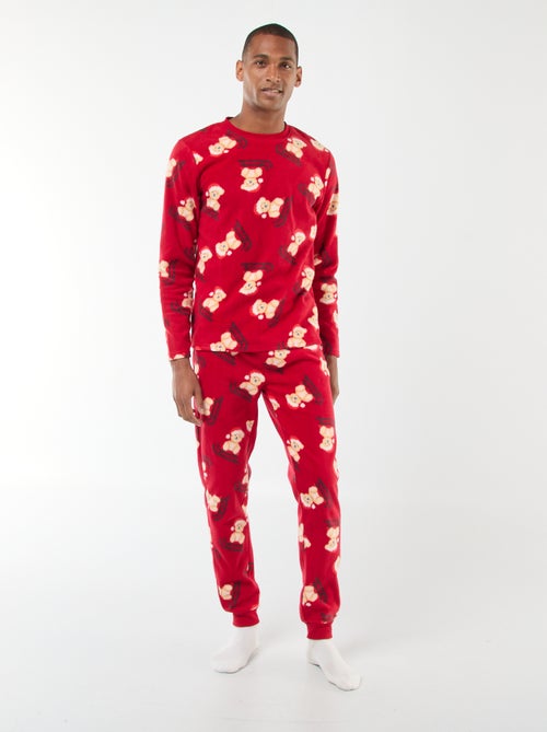 Pijama polar com padrão 'Natal' t-shirt + calças - 2 peças - Kiabi