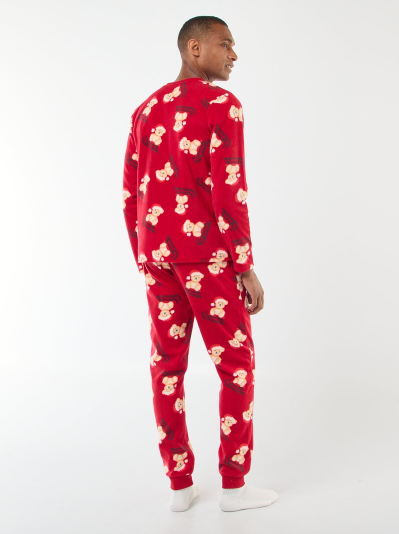 Pijama polar com padrão 'Natal' t-shirt + calças - 2 peças Vermelho - Kiabi
