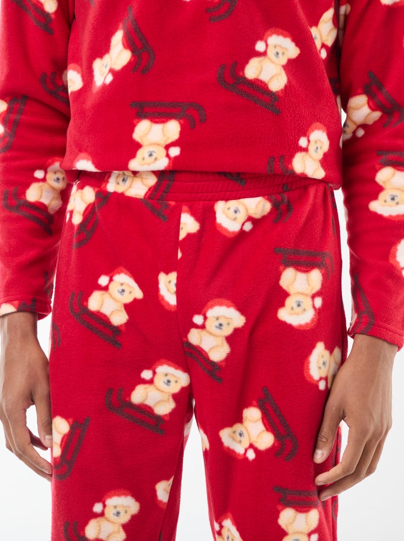 Pijama polar com padrão 'Natal' t-shirt + calças - 2 peças Vermelho - Kiabi