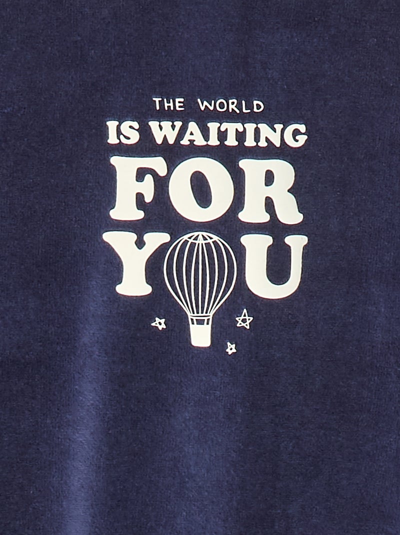 Pijama polar com pés e desenho à frente Azul - Kiabi