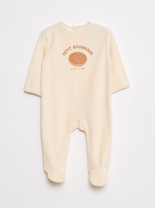 Pijama polar com pés e desenho à frente - Kiabi