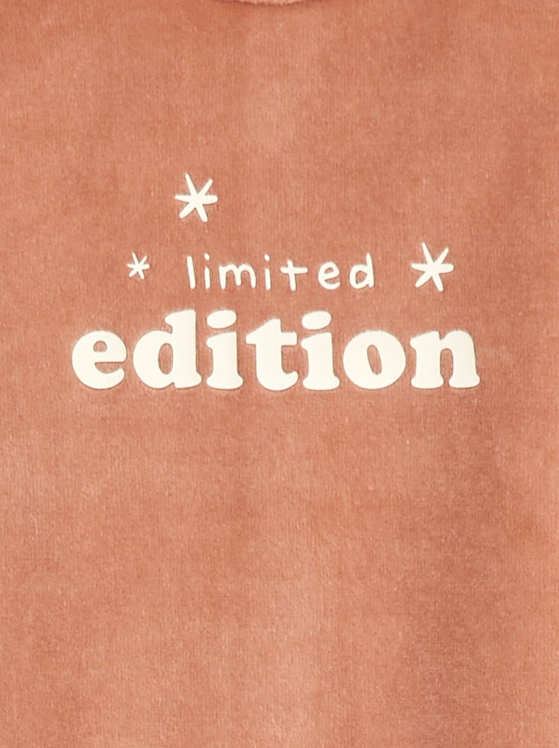 Pijama polar com pés e desenho à frente Castanho - Kiabi