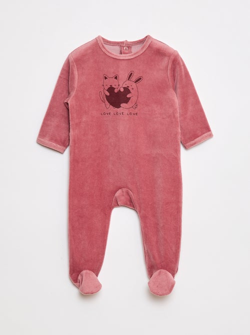 Pijama polar com pés e desenho à frente - Kiabi