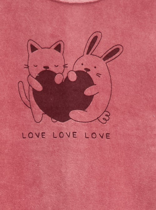 Pijama polar com pés e desenho à frente - Kiabi