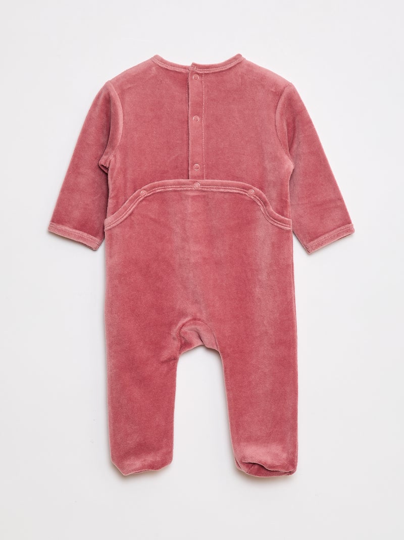 Pijama polar com pés e desenho à frente Rosa - Kiabi