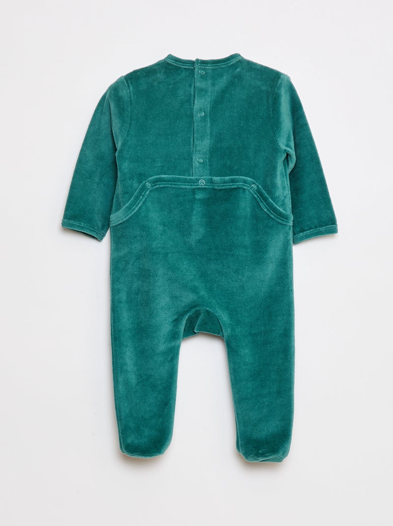 Pijama polar com pés e desenho à frente Verde - Kiabi