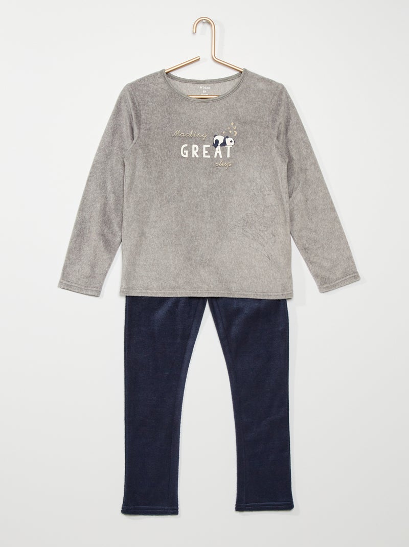 Pijama polar comprido CINZA - Kiabi