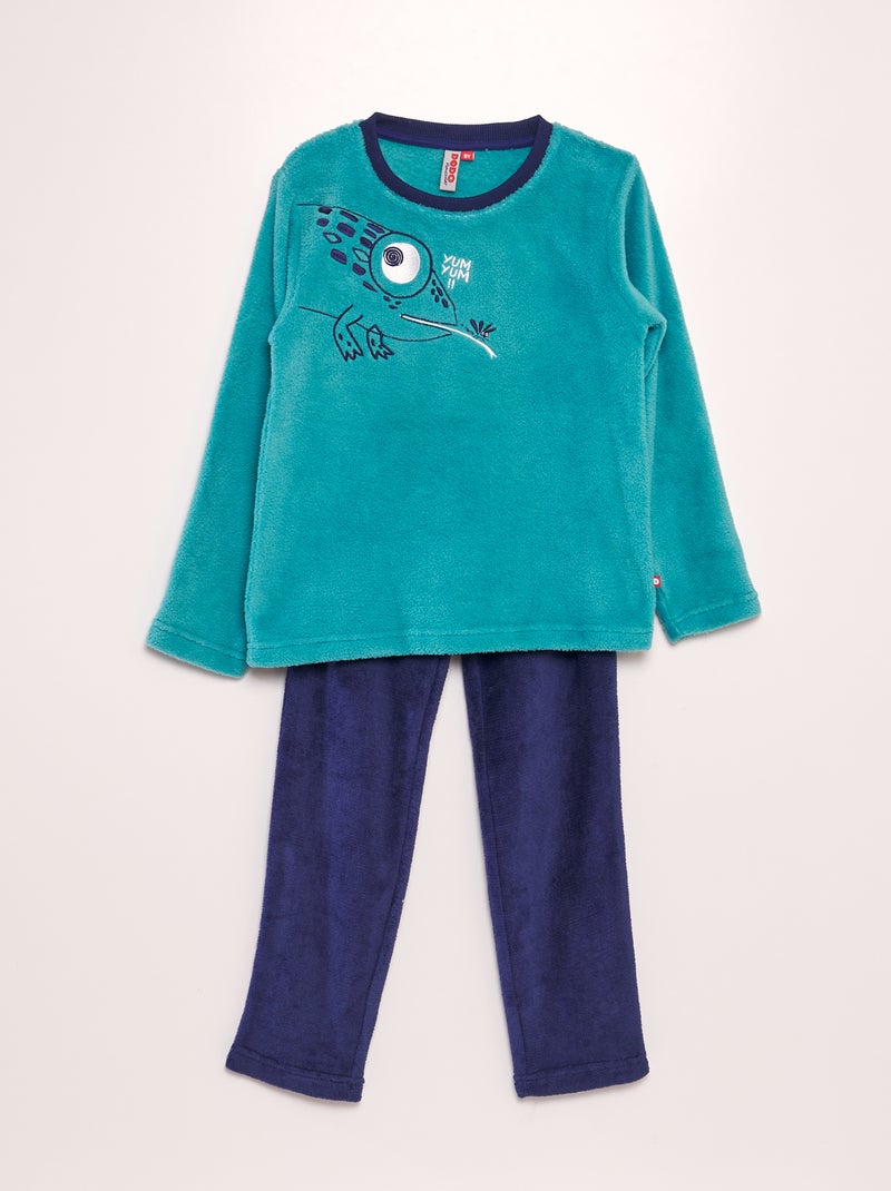 Pijama polar comprido de 2 peças VERDE - Kiabi