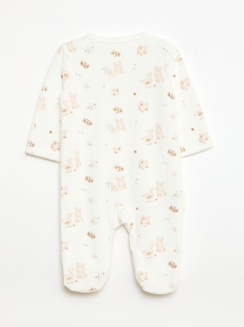 Pijama quente com pés para bebé Branco - Kiabi