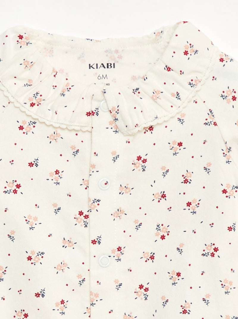 Pijama quente em flanela para bebé Branco - Kiabi