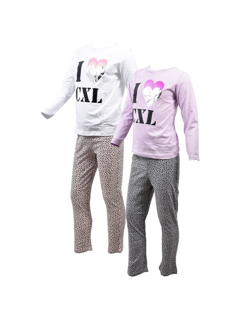 Pijama Rapariga CXL By LACROIX - Pack de 2 Azul Rosa Cinza - Kiabi