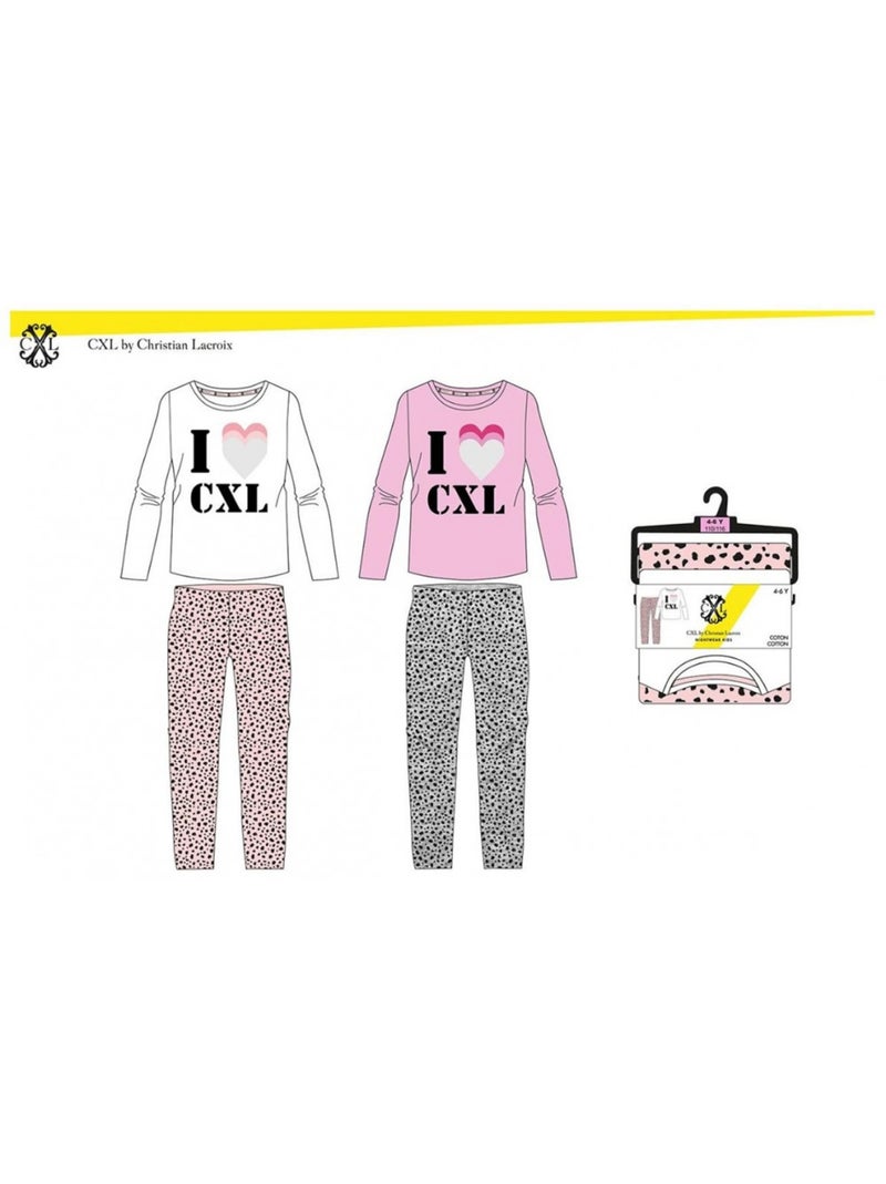 Pijama Rapariga CXL By LACROIX - Pack de 2 Azul Rosa Cinza - Kiabi