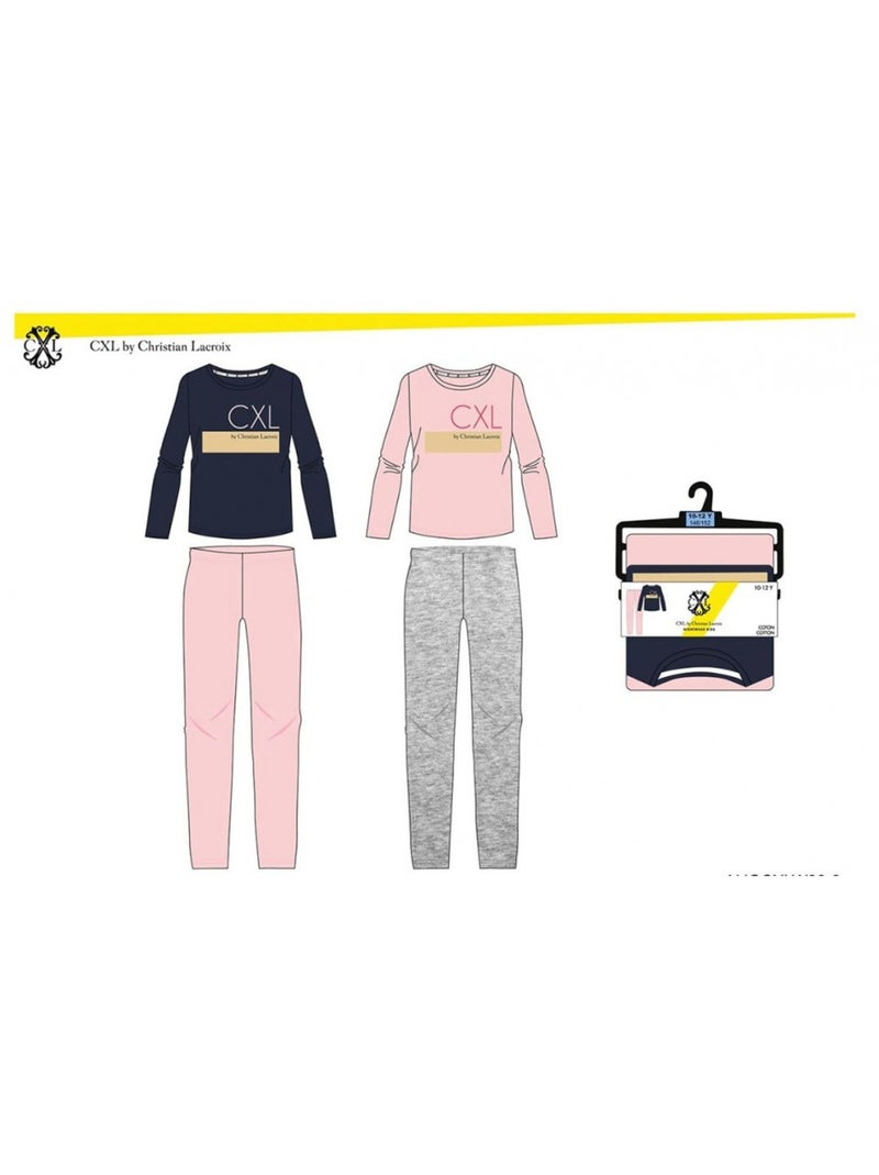 Pijama Rapariga CXL By LACROIX - Pack de 2 Azul Rosa Cinza - Kiabi