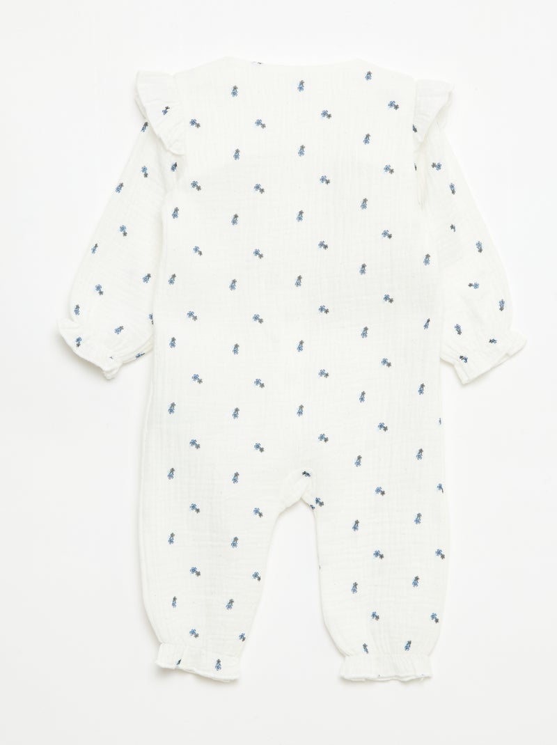 Pijama sem pés em gaze de algodão Branco - Kiabi