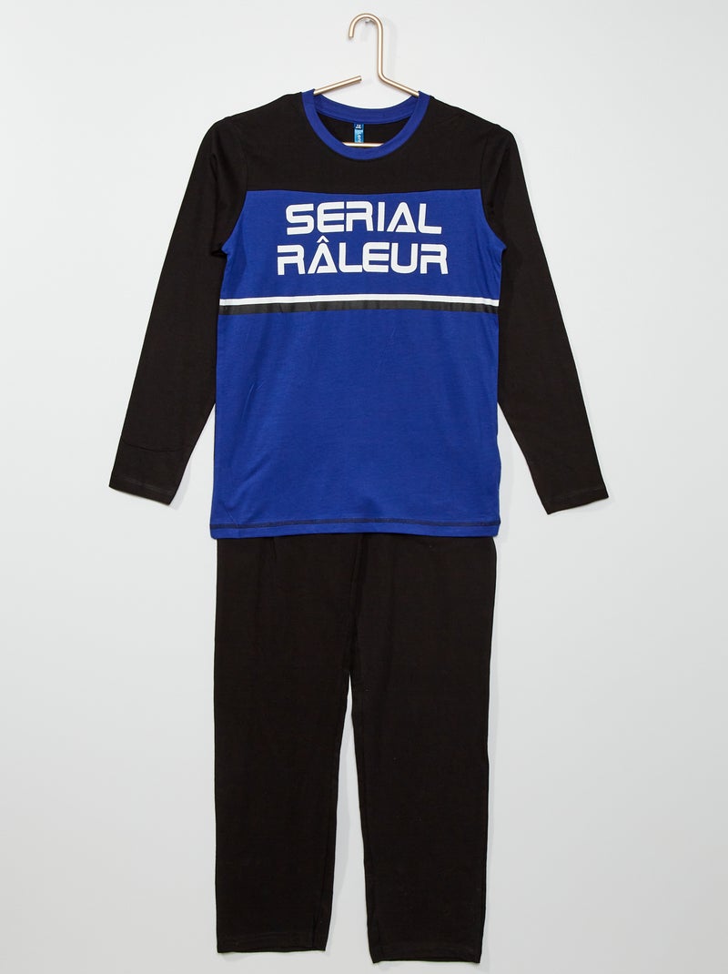 Pijama 'Serial Râleur' Preto/ Azul - Kiabi