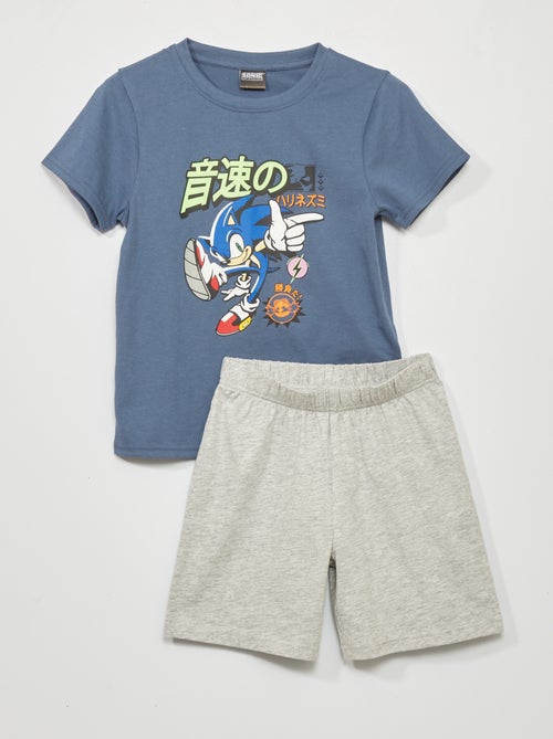 Pijama 'Sonic' curto em jersey - 2 peças - Kiabi