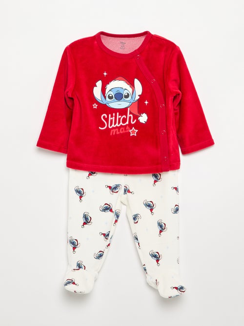Pijama 'Stitch' de veludo com pés - 2 peças - Kiabi