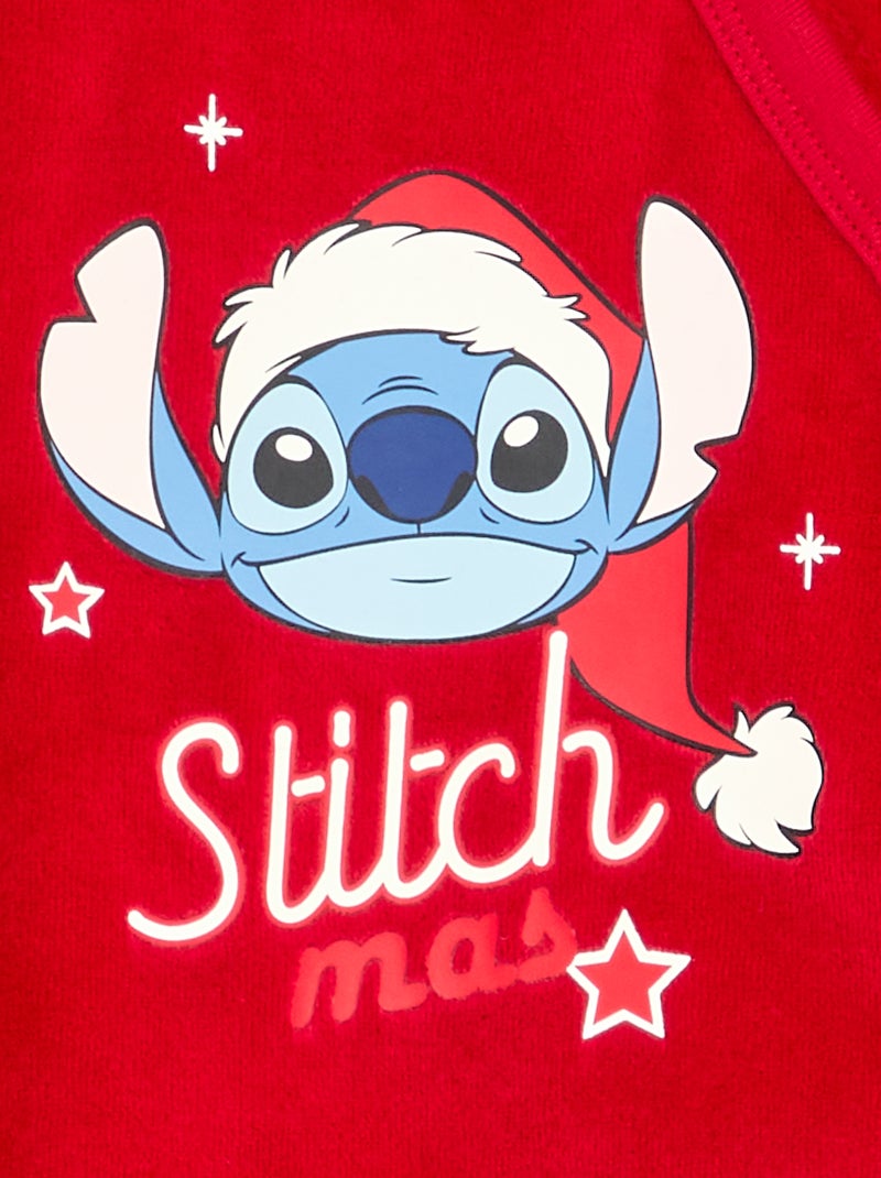 Pijama 'Stitch' de veludo com pés - 2 peças Vermelho - Kiabi