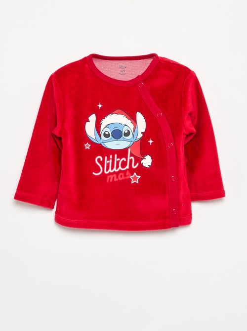 Pijama 'Stitch' de veludo com pés - 2 peças - Kiabi