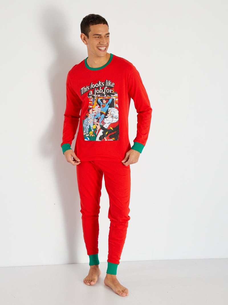 Pijama 'Super-Homem' em jersey - 2 peças Vermelho / Preto - Kiabi