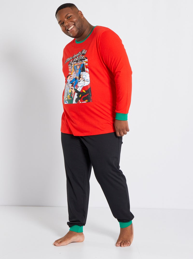 Pijama 'Super-Homem' em jersey - 2 peças Vermelho / Preto - Kiabi