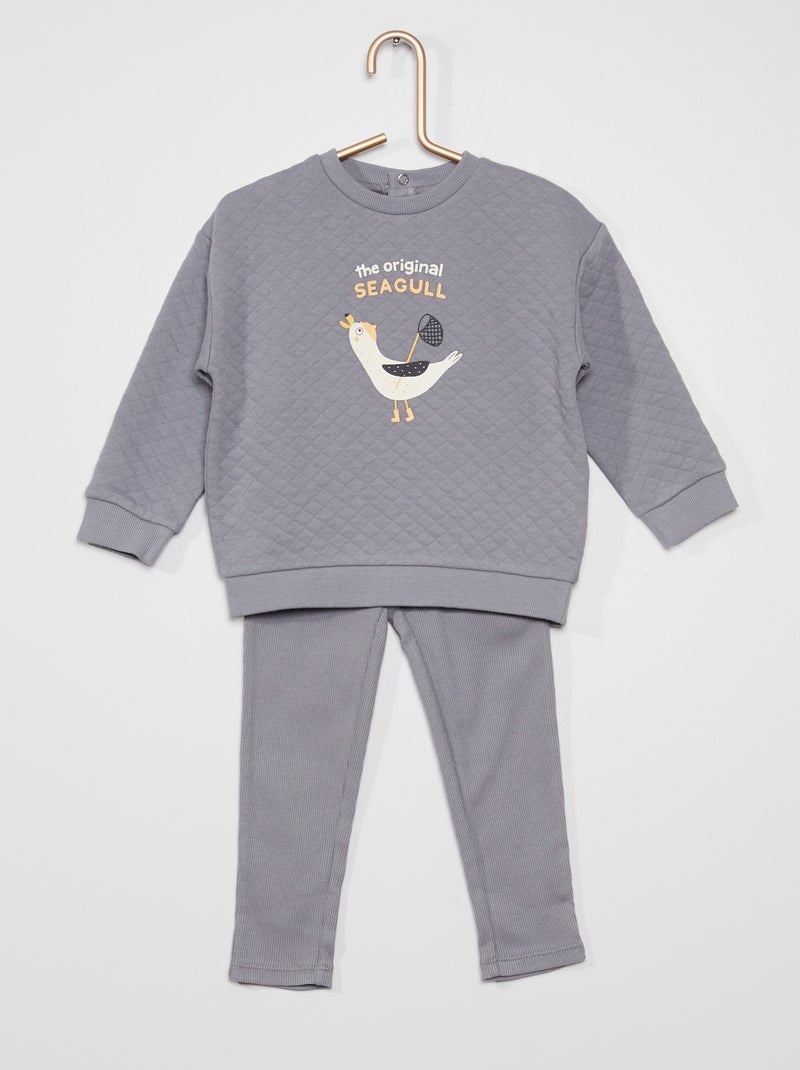 Pijama sweatshirt + calças AZUL - Kiabi