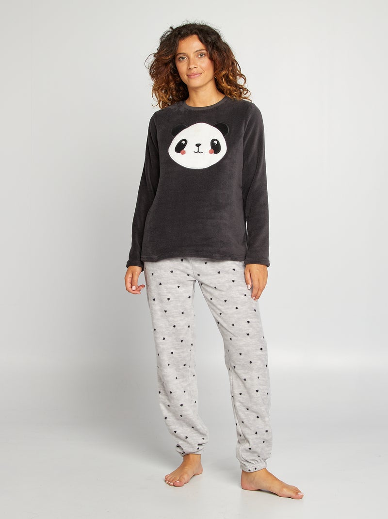 Pijama sweatshirt + calças em malha polar  - 2 peças CINZA - Kiabi