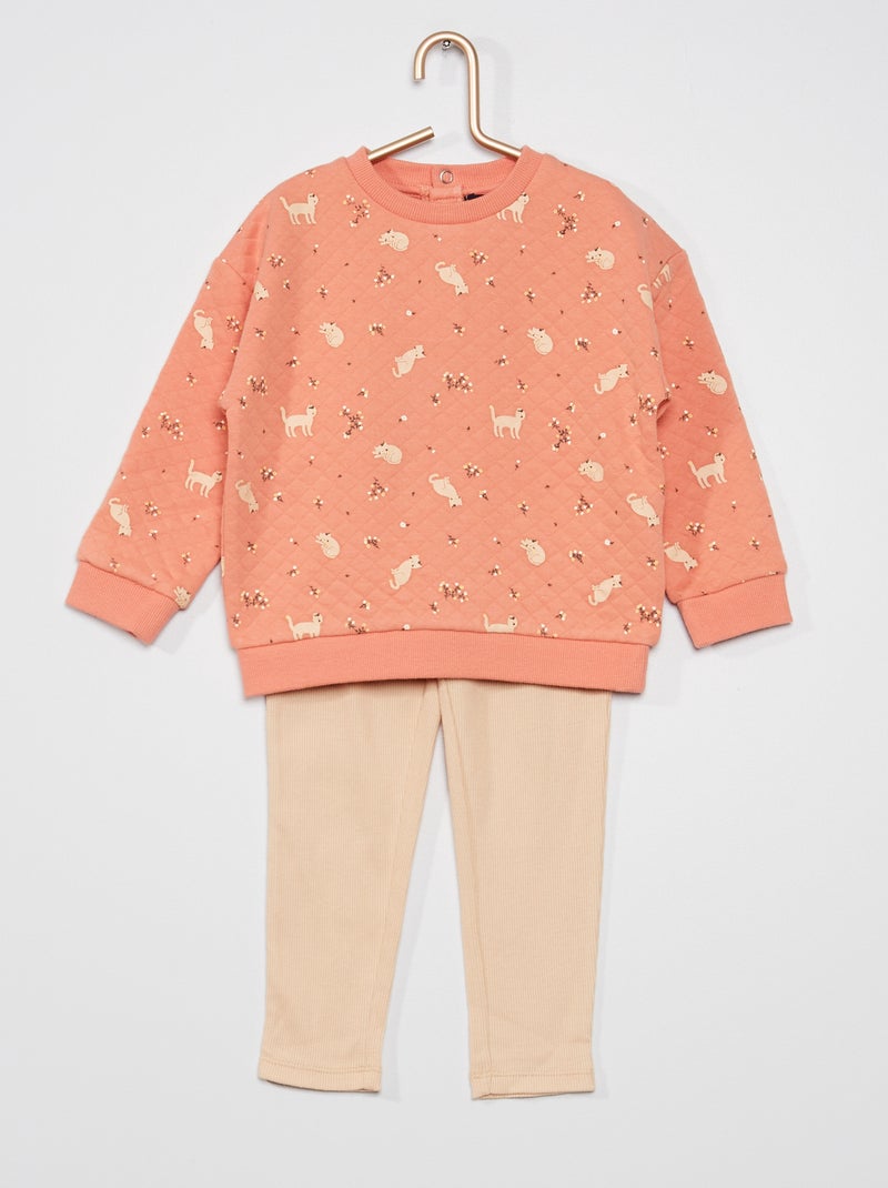 Pijama sweatshirt + calças ROSA - Kiabi
