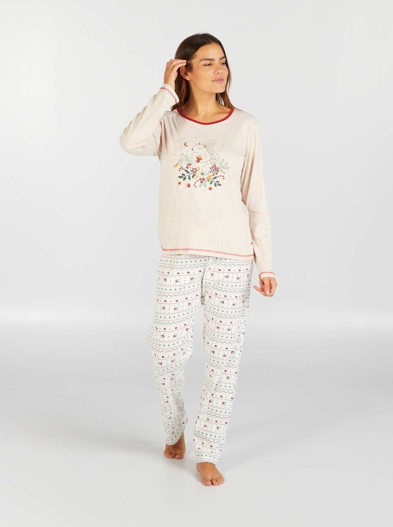 Pijama t-shirt + calças - 2 peças BEGE - Kiabi