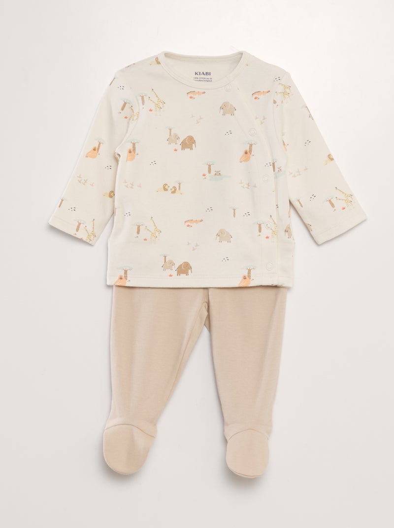 Pijama t-shirt + calças  - 2 peças BRANCO - Kiabi