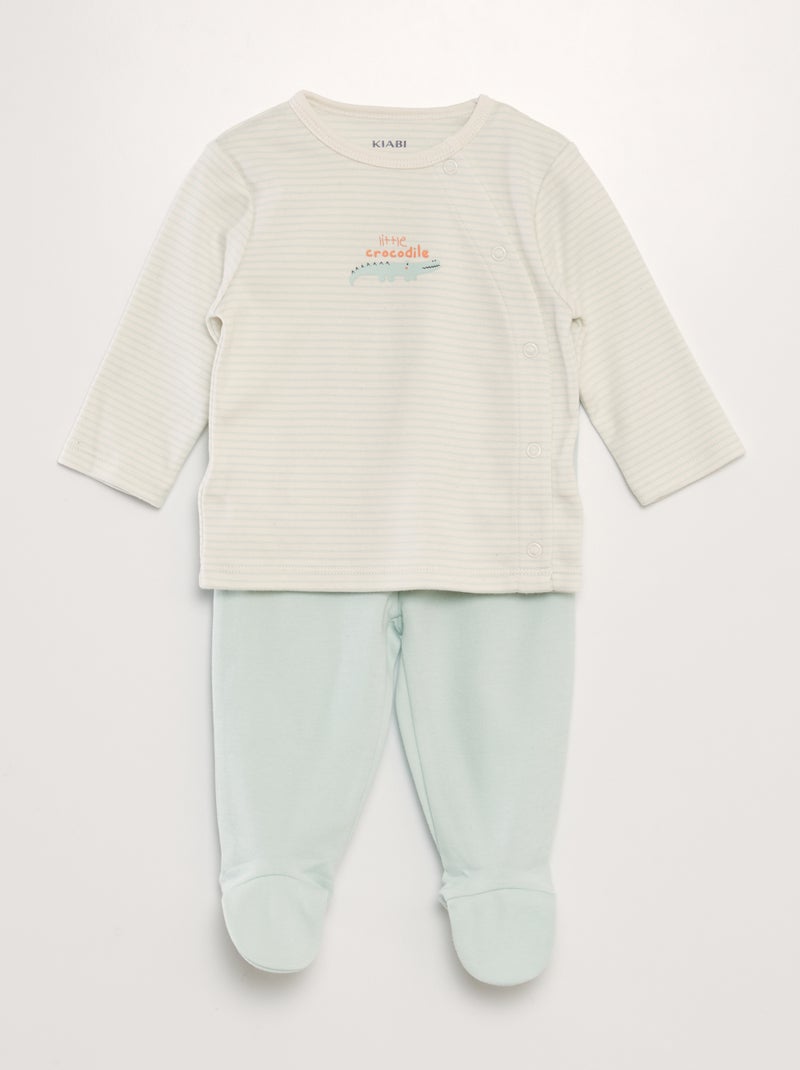 Pijama t-shirt + calças  - 2 peças BRANCO - Kiabi