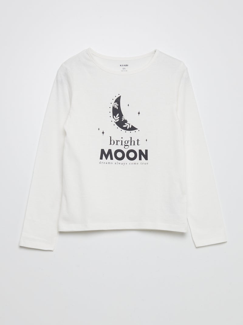 Pijama t-shirt + calças  - 2 peças BRANCO - Kiabi