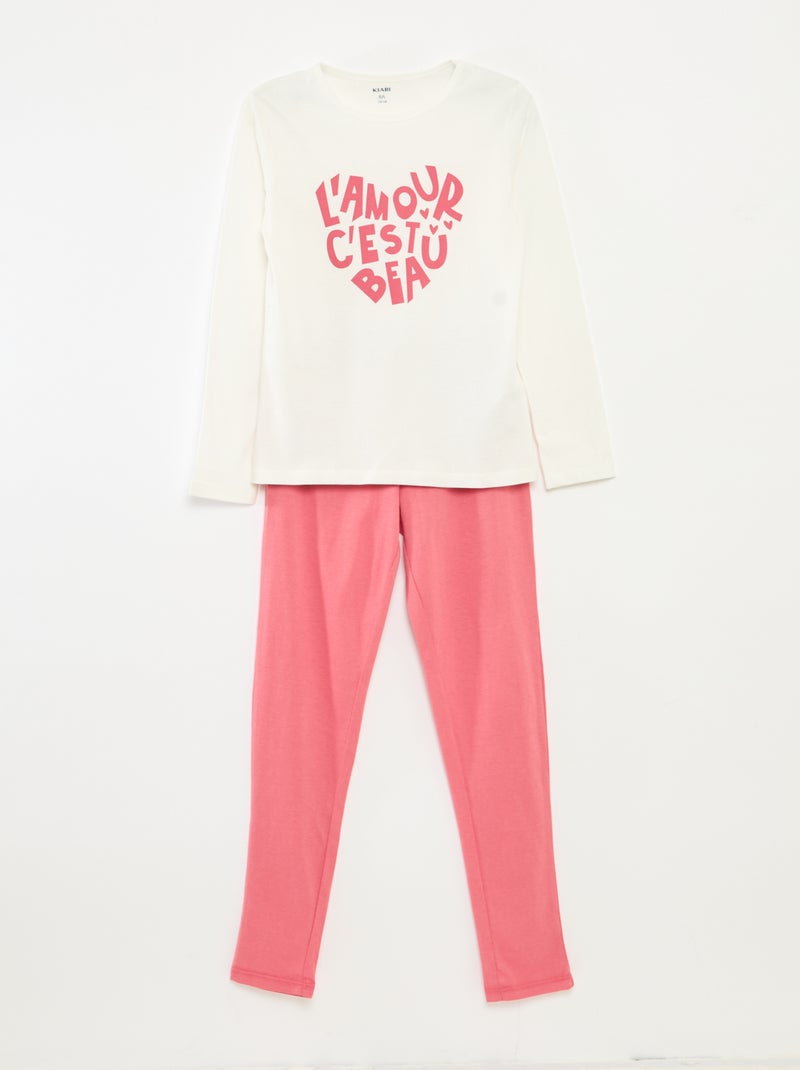 Pijama t-shirt + calças  - 2 peças Branco - Kiabi