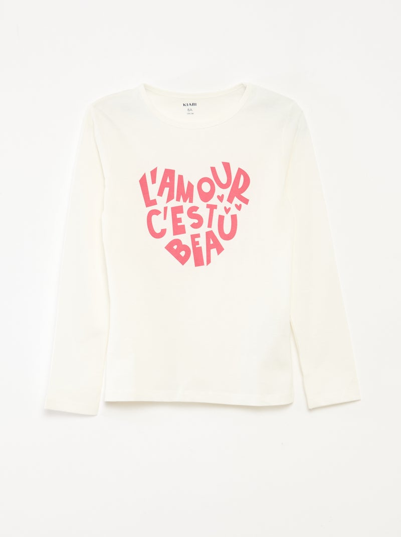 Pijama t-shirt + calças  - 2 peças Branco - Kiabi
