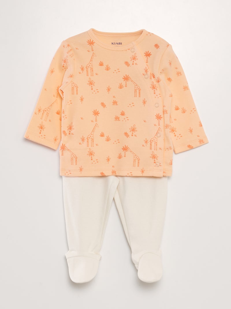Pijama t-shirt + calças  - 2 peças LARANJA - Kiabi