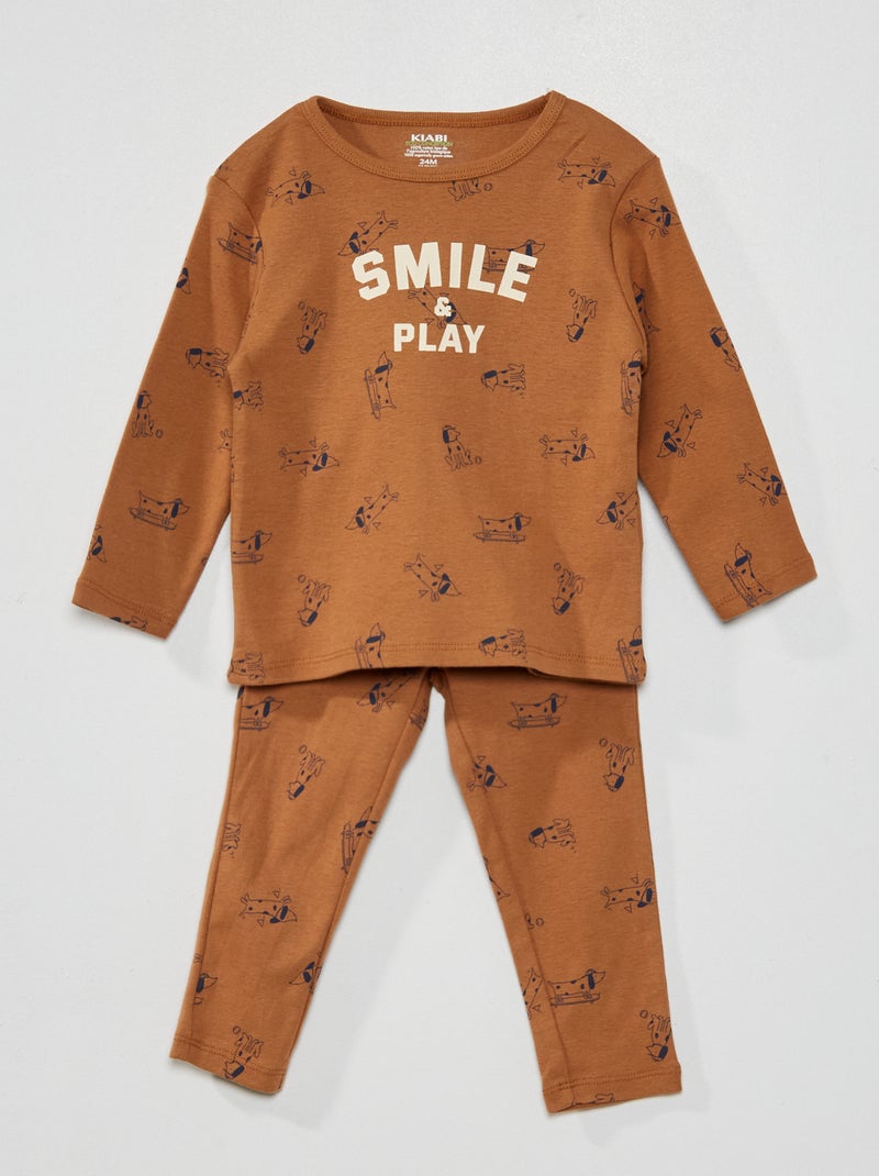 Pijama t-shirt + calças CASTANHO - Kiabi