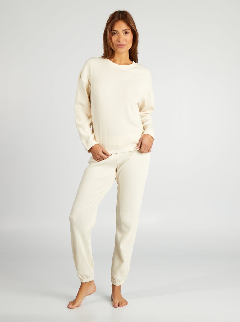 Pijama t-shirt + calças em  ninho de abelha BEGE - Kiabi