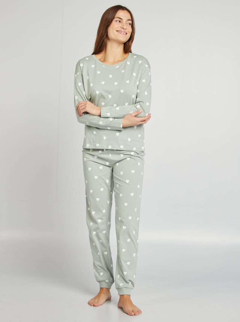 Pijama t-shirt + calças estampadas VERDE - Kiabi