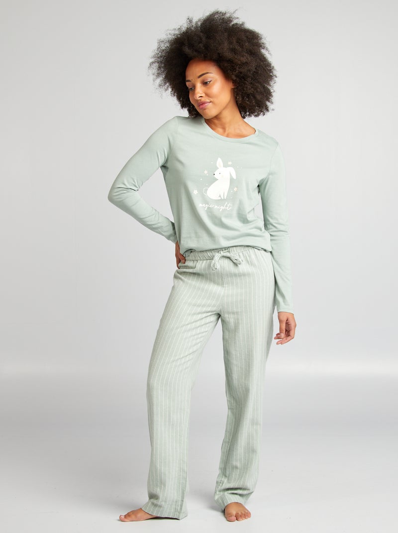 Pijama t-shirt + calças estampadas VERDE - Kiabi