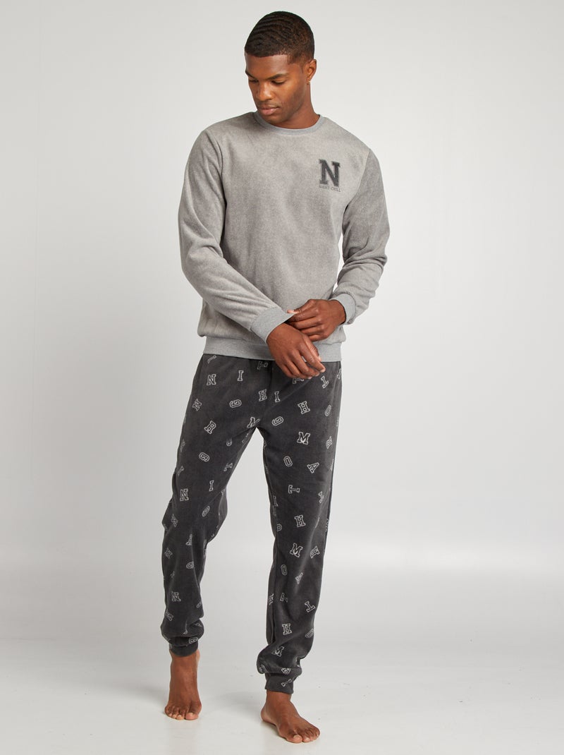 Pijama t-shirt + calças polares - 2 peças CINZA - Kiabi