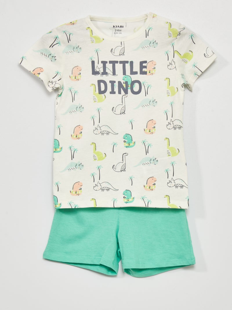 Pijama t-shirt + calções - 2 peças BRANCO - Kiabi