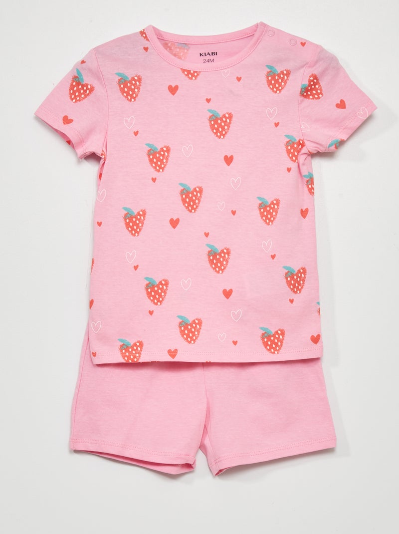 Pijama t-shirt + calções - 2 peças ROSA - Kiabi