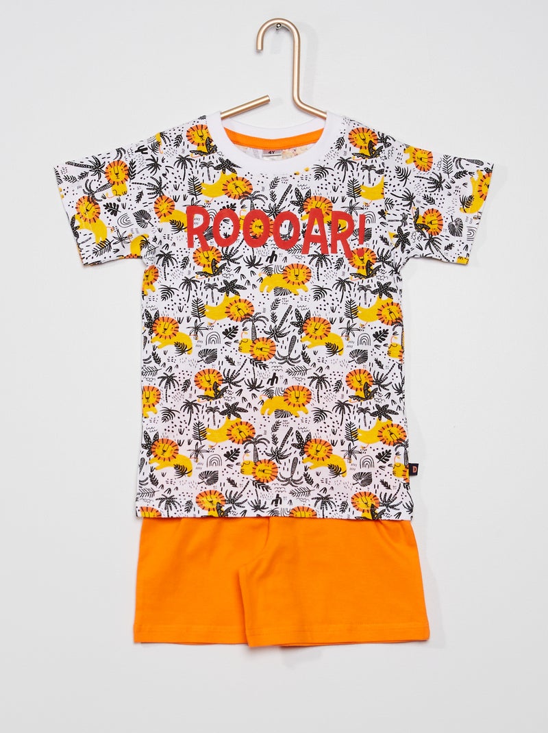 Pijama t-shirt + calções com estampado AMARELO - Kiabi