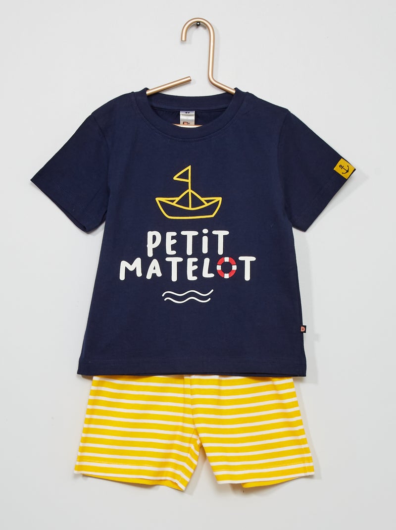 Pijama t-shirt + calções com estampado AMARELO - Kiabi