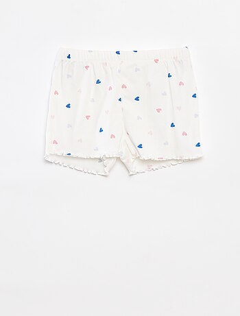 Pijama t-shirt + calções com estampado e bordos ondulados 2 peças