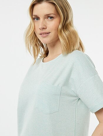 Pijama t-shirt + calções em malha mesclada