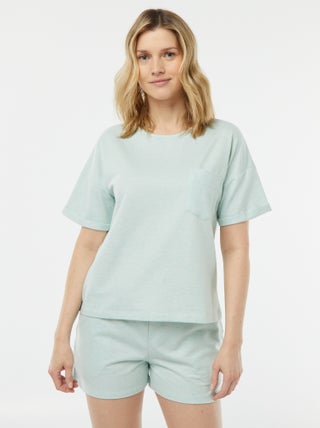 Pijama t-shirt + calções em malha mesclada