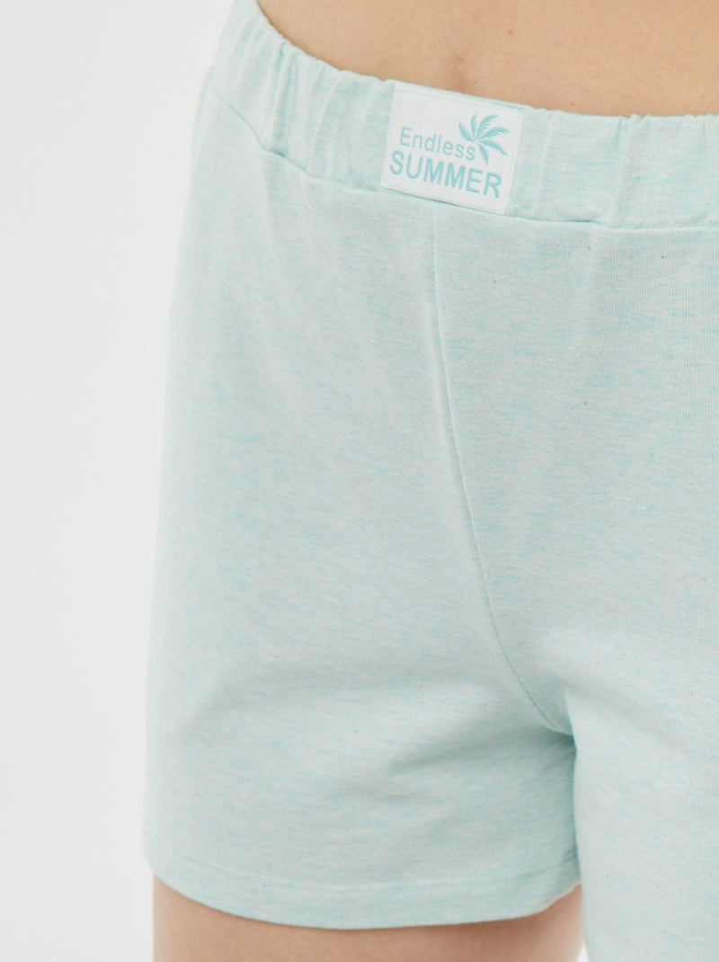 Pijama t-shirt + calções em malha mesclada VERDE - Kiabi