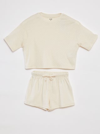 Pijama t-shirt + calções em pointelle