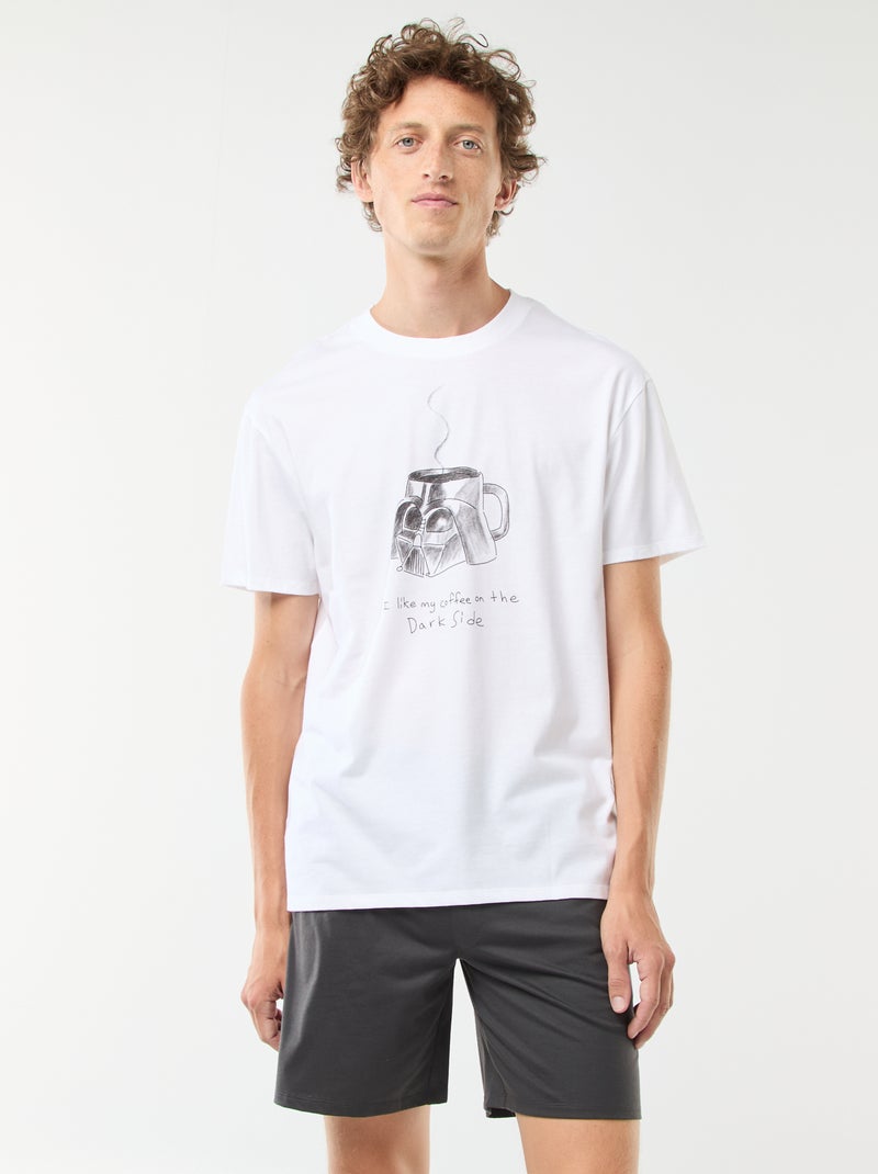 Pijama t-shirt + calções 'Star Wars'  - 2 peças Branco - Kiabi